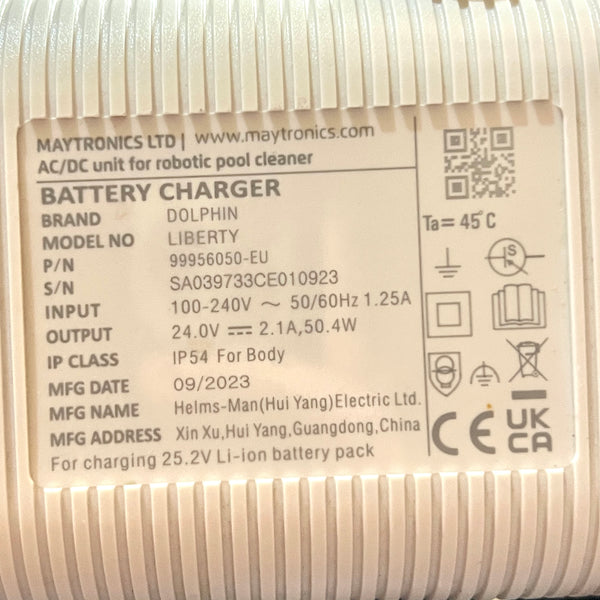 Chargeur de Batterie Robot Piscine Dolphin Maytronics Liberty 100 / 200 / 300 / 400 - 99956050EU-ASSY - Occasion (Garantie 12 mois)