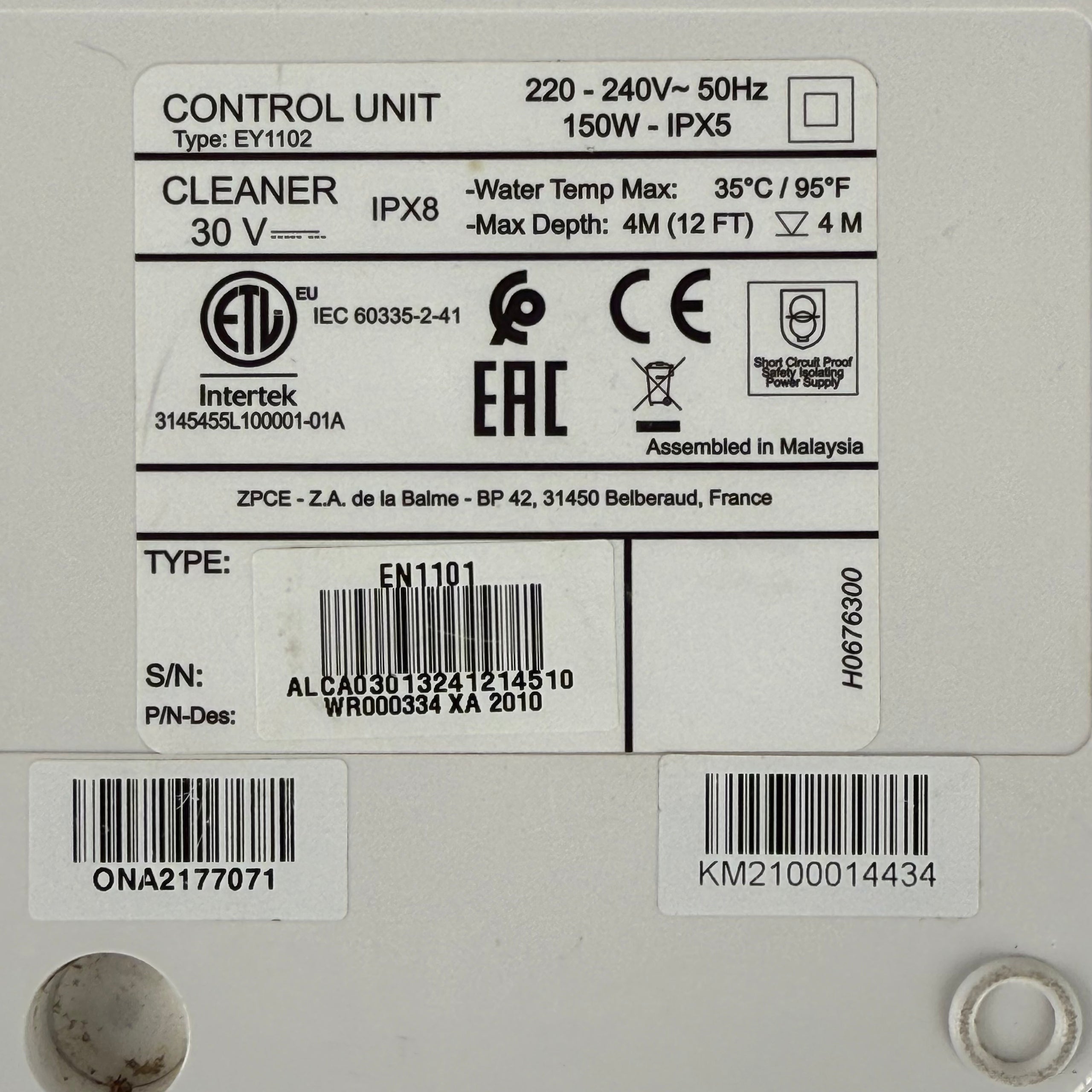 Alimentatore Robot Piscina Zodiac Voyager / Cnx / XA / R0899000 - EN1101 - Usato (Garanzia 12 mesi)