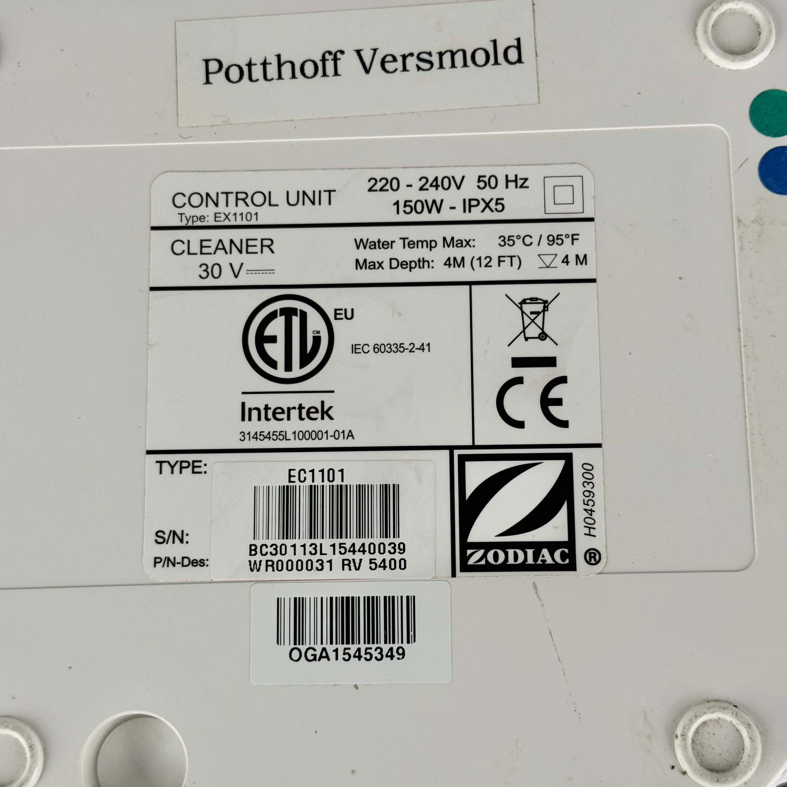 Alimentatore Robot Piscina Zodiac Vortex / RV - R0637100 - EC1101 - Usato (Garanzia 12 mesi)